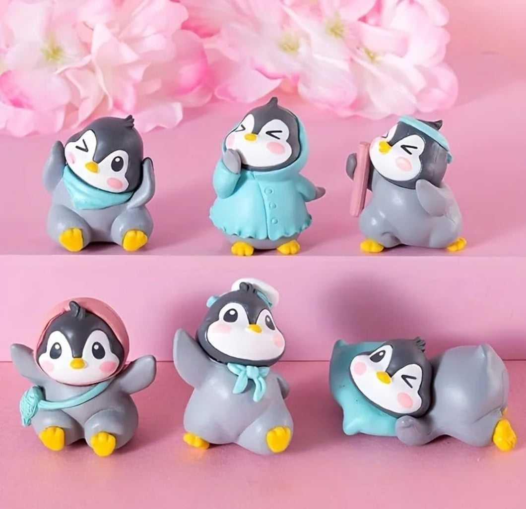 6 Pcs Penguin Miniature Decor Items Set For Unique Gift
